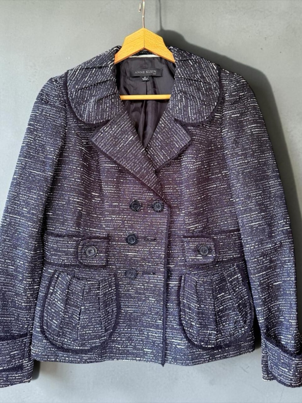 Black Tweed Ann Klein Suit Set - Pencil Skirt & Blazer
